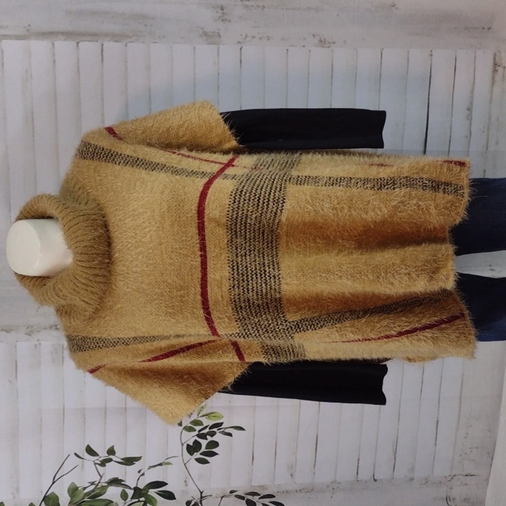 Do Everything in Love Tan Stripe Poncho Size One Size
